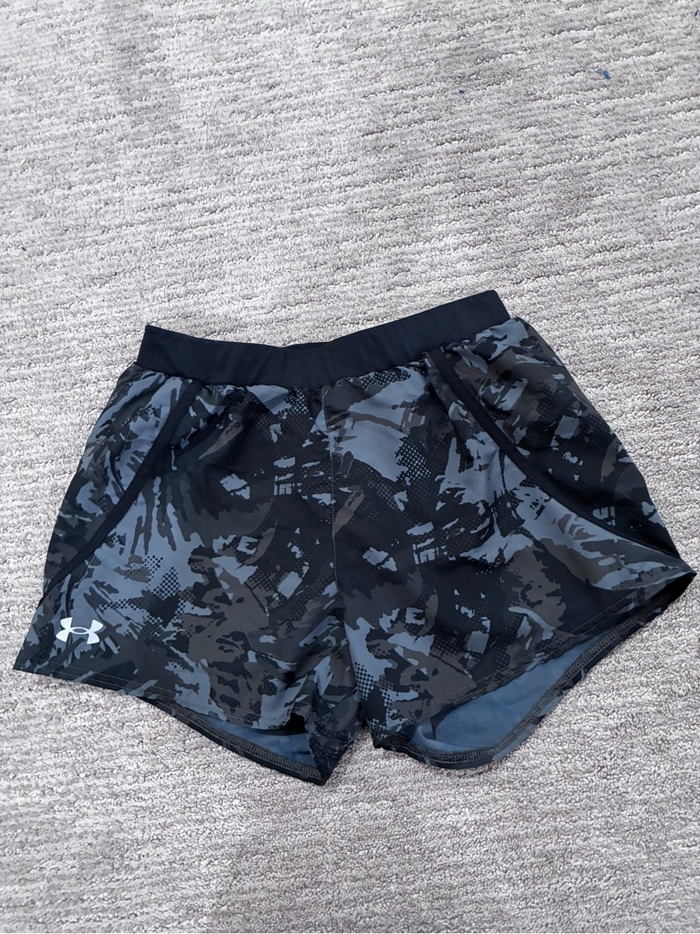 Under Armour Women’s Black & Charcoal Camo Athletic Shorts